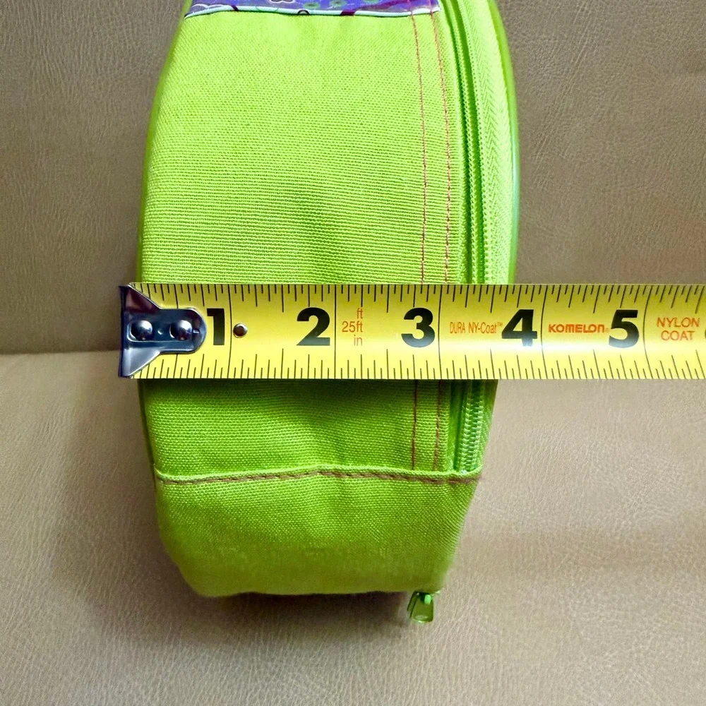 Vintage Polly Pocket Carrying Case Purple Lime Green Round Storage Bag 2000s